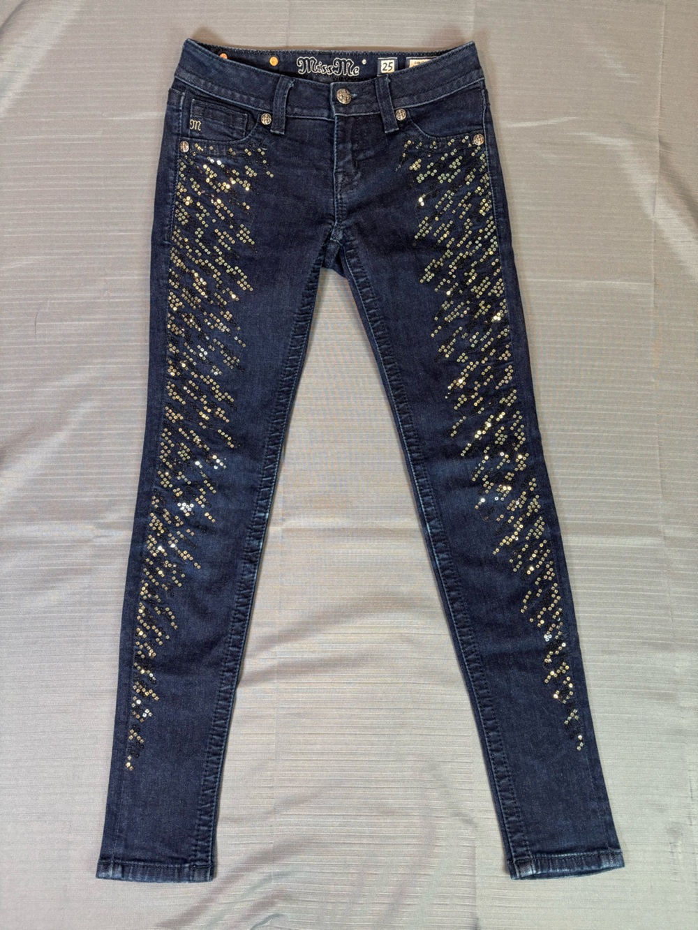 Miss Me Signature Super Skinny Jeans Women’s Size 25 Dark Wash Sequin